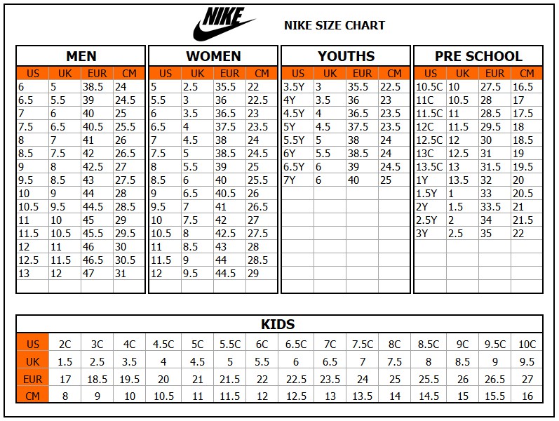 Size Chart Nike Ubicaciondepersonas cdmx gob mx